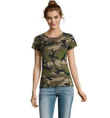 Camiseta personalizable Camuflaje Mujer Manga Corta Cuello Redondo